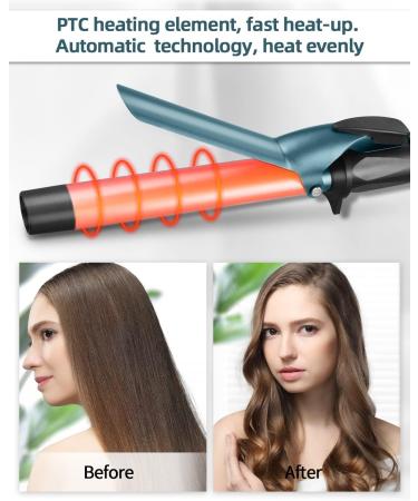 CkeyiN 32mm Barrel Ceramic Curling Wand with Clip | Volume Waves Curling Tong | 30 Second Heat Up | Heat Resistant Glove | Green - Buy Online on GoSupps.com