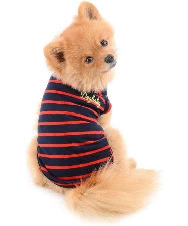Paideful Summer Striped T-Shirt Vest for Small Dogs and Cats - Red | Breathable Cotton Tee for Chihuahua, Yorkshire | Boy Girl Puppy Clothes - Buy Online on GoSupps.com