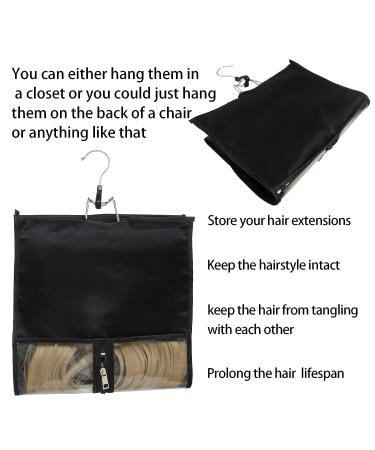 RJMBMUP Satin Hair Extension Storage Bag with Hanger - Black | Wig Holder Case for Travel & Storage - Buy Online on GoSupps.com