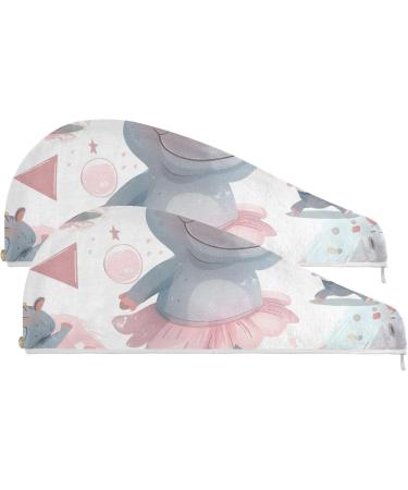 Grey Hippos Hair Towel 2 Pack | Super Absorbent Quick Dry Hair Turbans for Women & Girls | Ultimate Hair Drying Solution - Buy Online on GoSupps.com