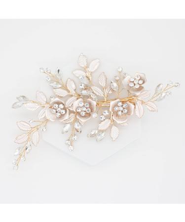 Upfrontier Wedding Bridal Hair Comb/Bridal Hair Accessory Flower Wedding Hair Pieces For Bride Hair Accessory (Rose Gold)