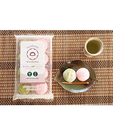 Japanese Daifuku Mochi Sweet Rice Cake with 3 Layers - Marshmallow Filling - 7.4oz (Strawberry and Green Tea Flavors) - Pack of 1 - Buy Online on GoSupps.com