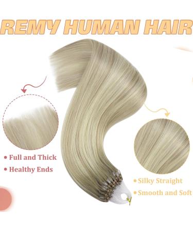Youngsee Ombre Microring Hair Extensions 60cm - Real Hair Ashblond & Platinblond 1g/S Micro Loop - Perfect for Women - Buy Online on GoSupps.com