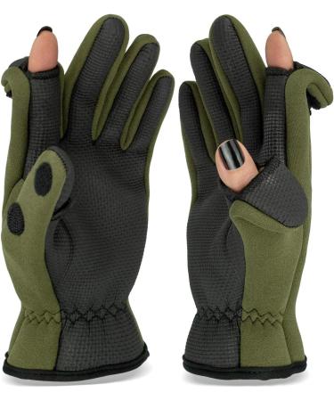 Thermo Fishing Gloves Spin | Neoprene Fishing Gloves for Anglers | Olive Fishing Gloves 3XL - Ultimate Comfort & Grip - Buy Online on GoSupps.com