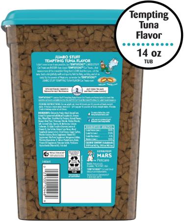 TEMPTATIONS Jumbo Stuff Cat Treats - Tempting Tuna - Large Cat Treats 14oz (Pack of 1) - Buy Online on GoSupps.com