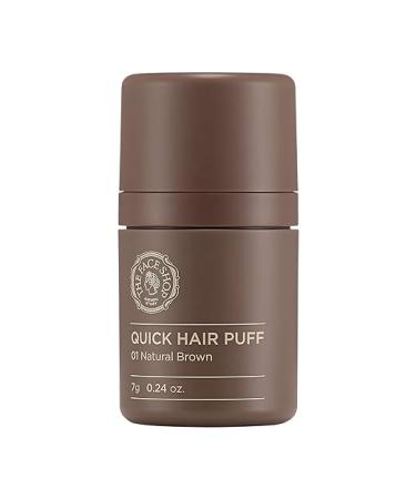 The Face Shop Quick Hair Puff - Natural Brown - Root Touch Up Hair Color, Hairline Powder Conceals Hair Loss, Hair Topper for Women & Men - Hair Fibers for Thinning Hair, Root Cover Up, Gray Concealer