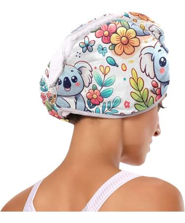 Buy Cartoon Animal Koala Flowers Hair Towel 2 Pack - Super Absorbent Quick Dry Hair Turbans for Women & Girls - International Shipping Available - Buy Online on GoSupps.com