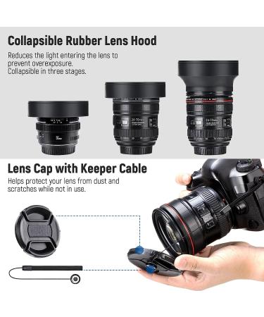 NEEWER 55mm Filter and Lens Accessories Kit with Lens Cap, Lens Hoods, Filter Pouch, Safety Tether, Cleaning Cloth - ND2 ND4 ND8 UV CPL FLD - Buy Online on GoSupps.com