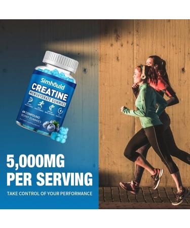 2 Pack Creatine Monohydrate Gummies 5000MG | Sugar-Free Vegan Muscle Builder & Energy Boost | 120 Count Blueberry Chewables for Men & Women - Buy Online on GoSupps.com