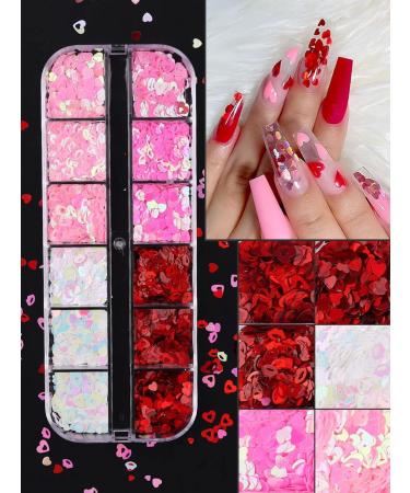 Kalolary Valentine's Day Nail Art Sequins | Heart & Lip-Shaped Holographic Flakes for Manicure & Body Decoration - 2 PCs - Buy Online on GoSupps.com