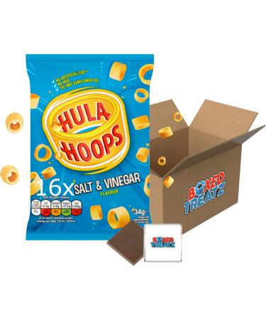 Hula Hoops Handy Multipack Crisps (16x34g) BBQ Beef Salt & Vinegar Cheese & Onion & Original - Boxed Treatz (34g 16x Salt Vinegar) 16x Salt Vinegar 544.00 g (Pack of 1)