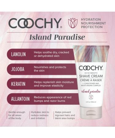 Coochy Island Paradise Shave Cream | Jojoba Oil | Sensitive Skin | Anti-Bump | Body & Face Safe | 3.4oz - Buy Online on GoSupps.com