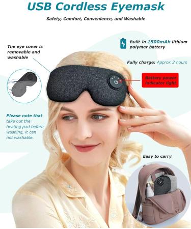 PJYU Heated Eye Mask for Dry Eyes Electric USB Wireless Heated Eye Mask for Blepharitis Chalazion Eye Fatigue (Dark Grey) - Buy Online on GoSupps.com