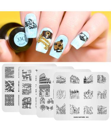 Nagel the plate set 4PCs Plate-Chinese Art-Natural Landscape Tourism-Tourism-Shallon-Nail Art DIY Tools Stamps 14