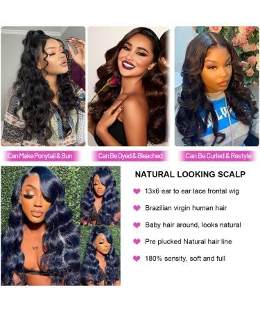 Wavymy 13x6 Body Wave Lace Front Wig 22 Inch - 180% Density HD Brazilian Virgin Human Hair, Pre Plucked with Baby Hair - Natural Color, for Black Women - Buy Online on GoSupps.com