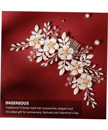 FRCOLOR 1Pc white leaf comb pearl headpiece Teen Girl Prom Headwear Bridal Shower Headpiece Rhinestone Hair Barrette wedding pearl comb clip white decor Accessories Pretty bridesmaid alloy - Buy Online on GoSupps.com