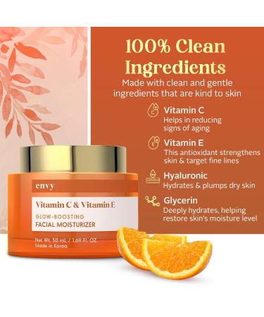 Envy Vitamin C & Vitamin E Face Moisturizer Cream - Hydrating Reduces Acne Scars & Fine Lines - Anti-Aging Dermatologist Tested for All Skin Types - 1.69 Fl. Oz - Buy Online on GoSupps.com