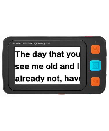 4.3 Inch Handheld Digital Magnifier LCD Display Magnification 4-32X Low Vision Reading Aid with Enhanced 17 Color Modes (Black)