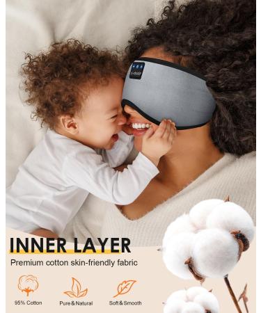 LC-dolida Bluetooth Sleep Headphones - 10-14 Hours Playtime - 100% Blackout Eye Cover for Sleeping - Zero Pressure Eye Mask - Grey - Buy Online on GoSupps.com