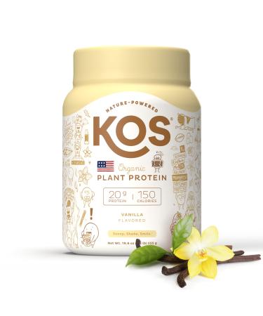 KOS Organic Plant Based Protein Powder, Vanilla - Delicious Vegan Protein Powder - Keto Friendly, Gluten Free, Dairy Free and Soy Free - 1.2 Pounds, 15 Servings 15 Servings (Pack of 1)