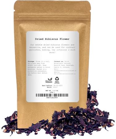 Drink Botanicals Ireland Edible Natural Dried Hibiscus Flower Petals | Eco Conscious | Non GMO Vegan | 100% Natural | Dry Petals for Cocktail Decorations Distilling Soap Making & Tea| 40 Grams - Buy Online on GoSupps.com