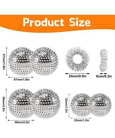 6 Pieces Magnetic Acupressure Balls Set | Stress Relief Massage Rings for Fingers | Hedgehog Balls for Hand & Foot Massage (32mm/47mm/56mm) - Buy Online on GoSupps.com