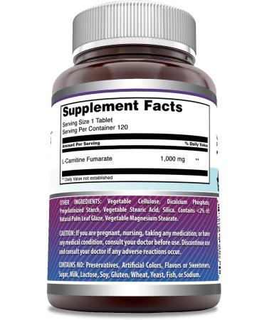 Amazing Formulas L-Carnitine 1000mg Supplement - 120 Tablets Non-GMO Gluten Free Made in USA - Boost Energy & Support Fat Loss - Buy Online on GoSupps.com