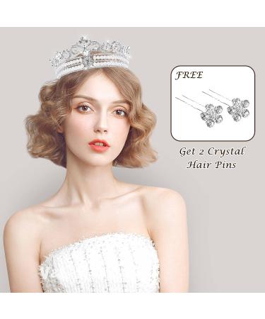 WIOR Crystal Crown and Tiara Set for Women and Girls - Rhinestone Princess Headpiece with Hair Pins - Perfect for Wedding, Pageant, Cosplay - Buy Online on GoSupps.com