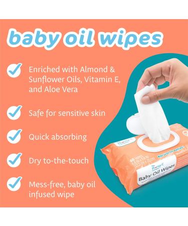 Buy Pharma-C Baby Oil Wipes - 540 Count | Enriched with Almond Sunflower Oils Aloe & Vitamin E | Gentle & Moisturizing for Baby's Skin - International Shipping Available - Buy Online on GoSupps.com