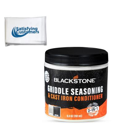 Blackstone 2-IN-1 Griddle & Cast Iron Seasoning Conditioner 6.5 OZ Effective Seasoning Rub Formula Food Safe Easy to Use Cleaner & Conditioner with Satisfying Customers Travel Tissue Pack