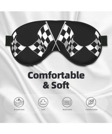 Shop Reusable Sleep Mask Eye for Men & Women - Soft Blackout Covers for Better Sleep Travel Essentials & Gifts | Checkered Flags Pattern - Buy Online on GoSupps.com