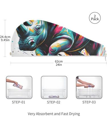 Buy Multi-Colored Rhino Hair Towel 2 Pack Super Absorbent & Quick Dry Hair Turbans for Women & Girls | International Shipping Available - Buy Online on GoSupps.com