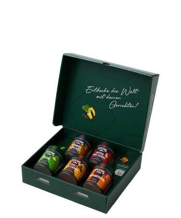 Fuchs Gourmet Selection World Travel Gift Box - 5 spice blends to discover the world's country kitchens - from America to the Orient - spices for hobby and professional chefs