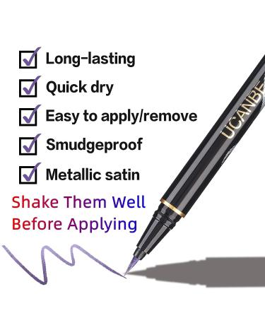 UCANBE 3 Color Metallic Waterproof Liquid Eyeliner Set - Silver Blue Purple Eye Liner Pen Kit for Long Lasting Colorful Eye Makeup | Pigmented & Waterproof | Ideal Gift for Women - Buy Online on GoSupps.com