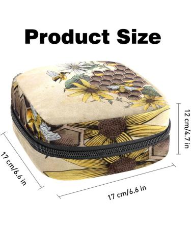 Menstruation Pad Bag with Zipper | Retro Honeybee Design | Womens Napkin & Tampon Collecting Bags - Buy Online on GoSupps.com