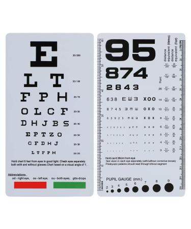 NOYOC 2 Pack Pocket Eye Chart 2 in 1 Snellen Eye Chart 6 Feet and Rosenbaum Pocket Eye Chart 6.5x3.5 Inches Handheld Double Sided Plastic Eye Chart for Eye Exams (2 Pack 6 Feet)