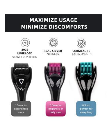 Duoduo Premium Dermaroller 0.3mm/0.5mm/1.5mm - 3-in-1 Microneedling Roller with Real Silver Needles for Skin & Hair Care - Suitable for Women & Men - Buy Online on GoSupps.com