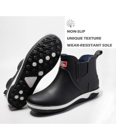 QUENLOOP Men's Ankle Rain Boots - Waterproof Slip-On Chelsea Boots for Garden Work - Size 10, All Black - Buy Online on GoSupps.com