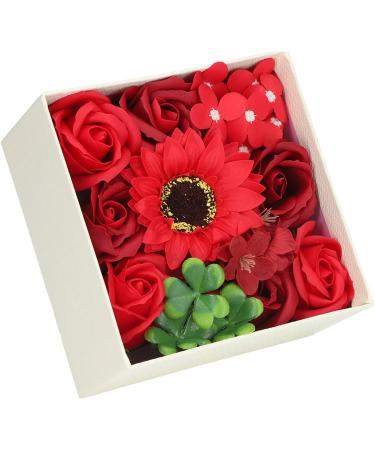 Simulation Flower Bath Soap Women Exquisite Flower Soap Gift Box for Birthday Valentines Day Christmas for Her Women Teens Girls Mom Birthdays (Red) - Buy Online on GoSupps.com