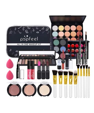 Professional Makeup Set MKNZOME Cosmetic Make Up Set With Makeup Bag Portable Travel Make-up Palette Birthday Xmas Makeup Gift Set Full Sizes Eyeshadow Foundation Lip Gloss for Teenage & Adults 29 pcs