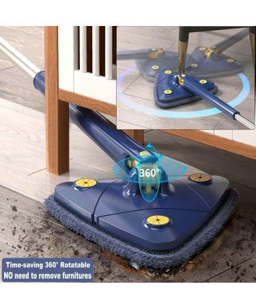 360 Rotatable Triangle Mop with Long Handle - Microfiber Wet/Dry, Quick Dry, Adjustable & Extendable - Blue, 3 Replacement Pads - Buy Online on GoSupps.com