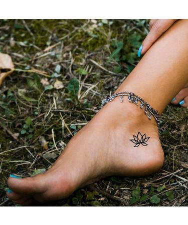 Black Lotus Flora Temporary Tattoos - 2x Sheets, Yoga Women Small Adult Waterproof Stickers - Buy Online on GoSupps.com