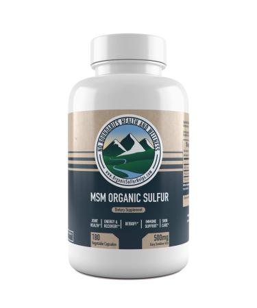 500mg MSM Organic Sulfur Capsules by No Boundaries Health and Wellness  180 Vegetable Capsules: No Excipients or Fillers  Premium Health Supplement: 99.9% Pure MSM Powder  Joints, Skin, Hair, Nail