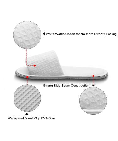 EchoApple 10 Pairs of White Waffle Open Toe Slippers - One Size Fits Most Men and Women for Spa, Party, Hotel, and Travel - Medium White - 5-7 Women/4-7 Men - Buy Online on GoSupps.com