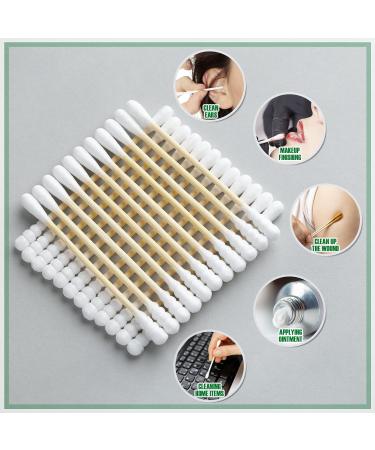 Nuduko Bamboo Cotton Swabs 500 Count | 100% Compostable & Organic | Eco-Friendly Biodegradable Wooden Cotton Buds | Plastic-Free Spiral/Round Head | 500 Pack - Buy Online on GoSupps.com