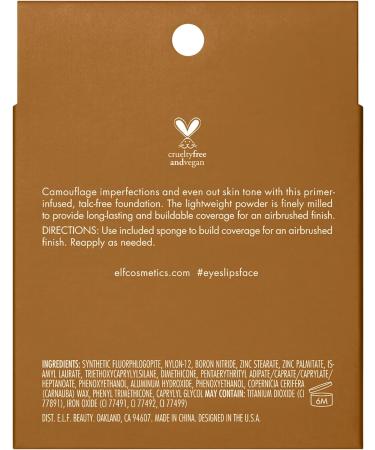 e.l.f. Camo Powder Foundation Tan 450 N 8g - Primer-Infused, Buildable, Long-Lasting Coverage - Buy Online on GoSupps.com
