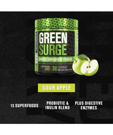 Green Surge Superfood Powder - Organic Greens Blend with Spirulina, Barley Grass & Probiotics - Keto Friendly - Sour Apple Flavor - 30 Servings - Buy Online on GoSupps.com