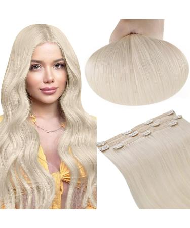 Runature clip in Extensions real hair blonde smooth hair extremes 40cm real hair extensions clips blond straight hair extension real hair clip 3pcs 50g color #60 40cm-3pcs #60