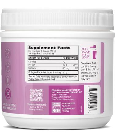 21st Century Kalos & Splendor Hydrolyzed Collagen Peptides, 20g, Unflavored Bovine Collagen Peptide, Type I & III, 18g Protein per Serve, Easily Mixable, Non-GMO, Gluten Free, No Soy or Dairy - Buy Online on GoSupps.com