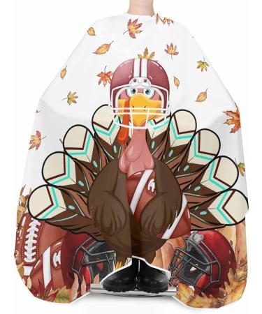 Thanksgiving Turkey Rugby Barber Cape | Adjustable Hair Cutting Cape for Adults & Kids | Autumn Maple Leaf Design - Buy Online on GoSupps.com